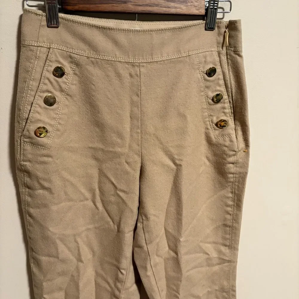 Kate Spade Khaki Beige Pull On 3-Button Pants- Size 4